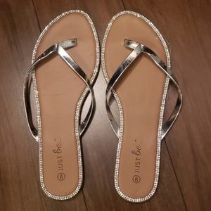 Rhinestone flip flops sandals